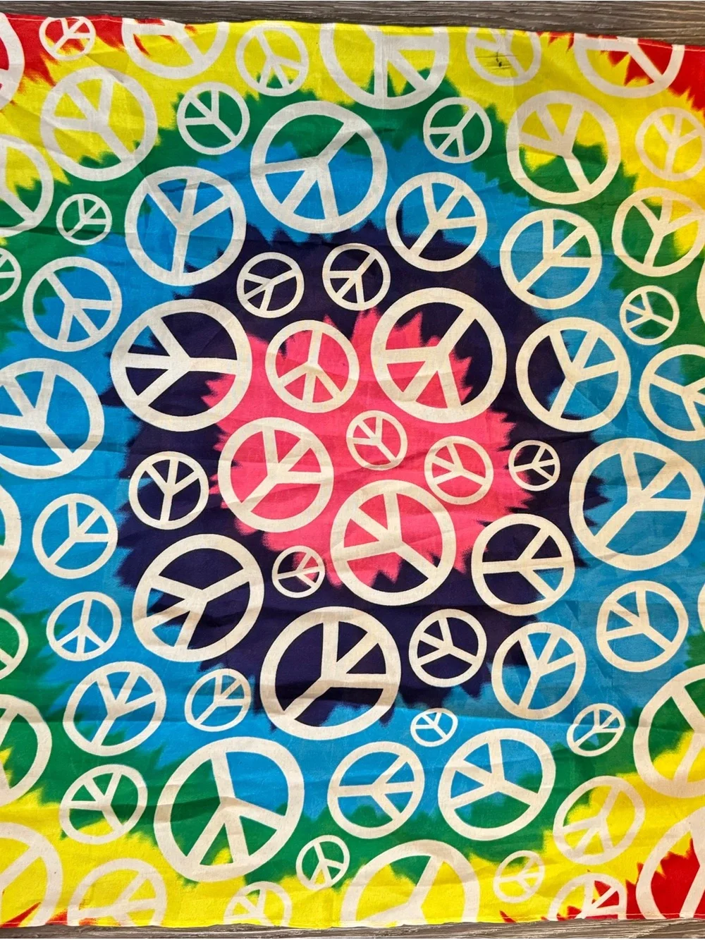 Tie-Dye Peace Sign Bandana Scarf - Multicolor